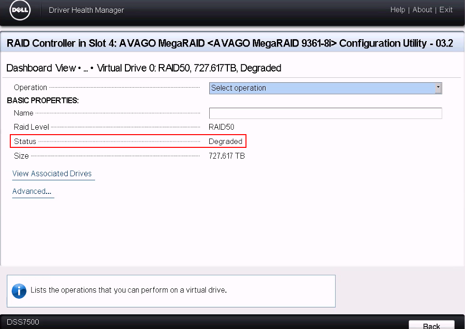 RAID 50 상태가 Degraded로 복구됨