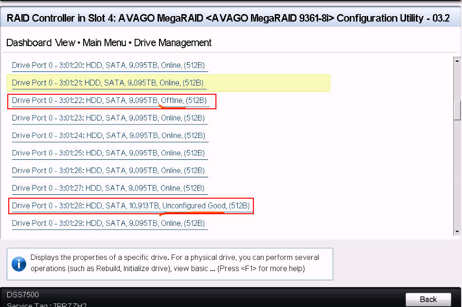 Sürücü Yönetimi görünümü Sürücü Bağlantı Noktası 0 - 3:01:22 Çevrimdışı