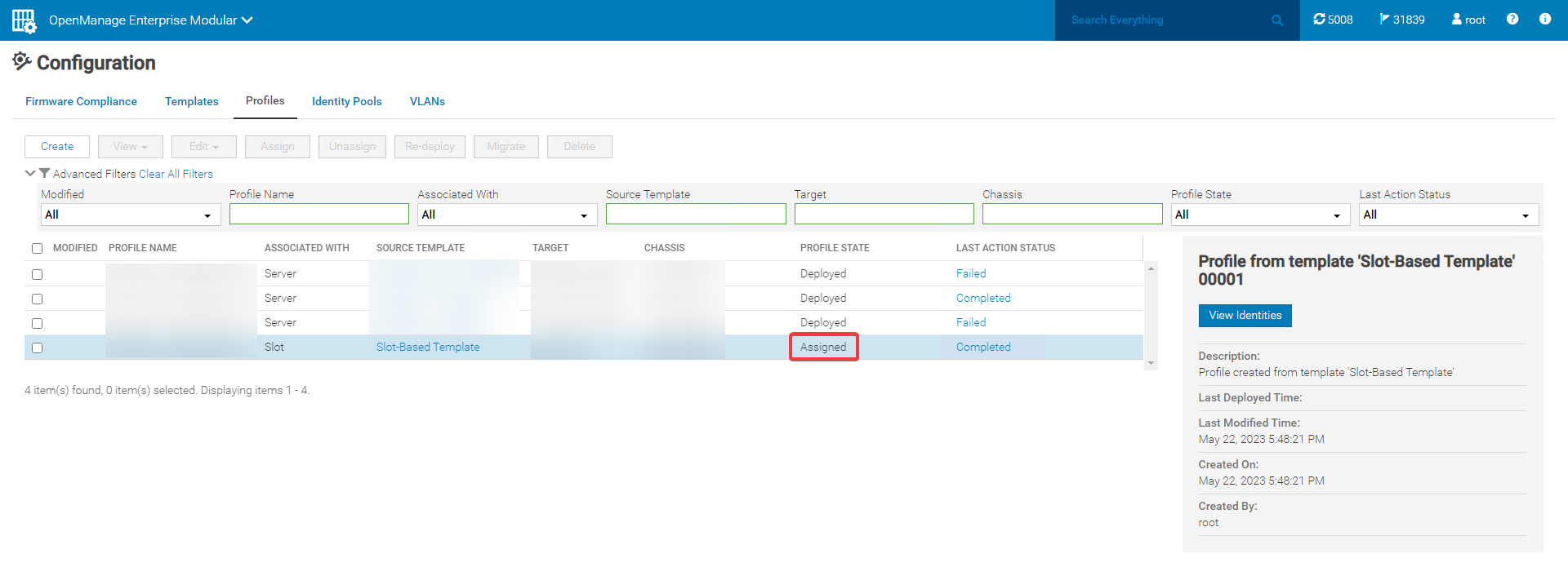 PowerEdge: MX7000 - Deploying a Slot-Based Template Shows the Profile ...