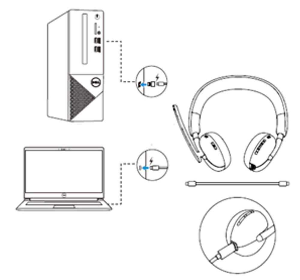 Dell ProワイヤレスANCヘッドセットWL5024またはDellワイヤレス ヘッド