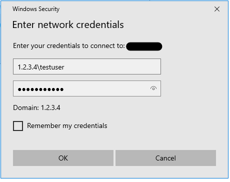 enter network credentials
