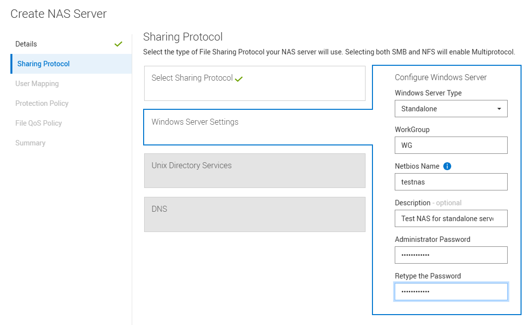 Select the sharing protocol to Standalone