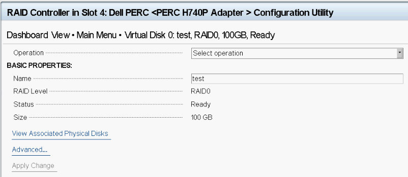 Virtual Disk Properties can be viewed as follows