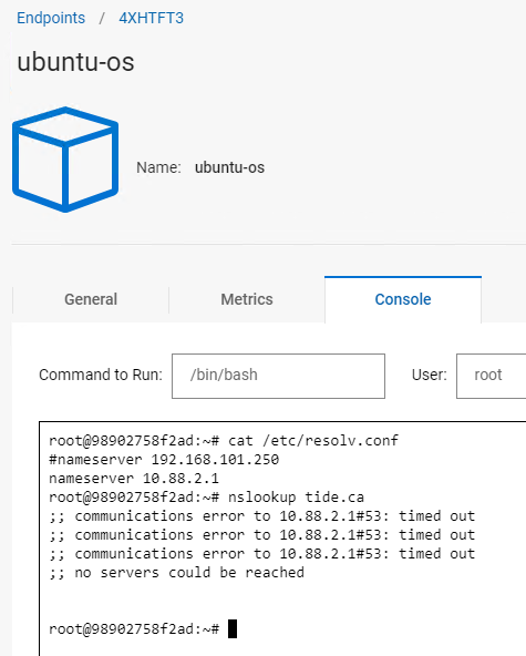 tiempo de espera agotado cuando se intenta hacer ping a la IP asignada interna