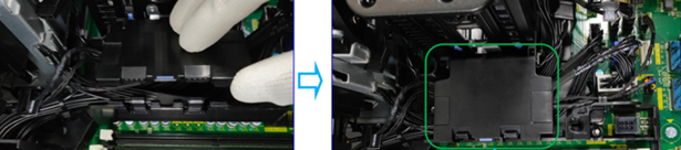 Cable routing for the Precision 7875 Tower bottom air shroud