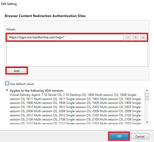Aggiungi URL e fai clic su Aggiungi