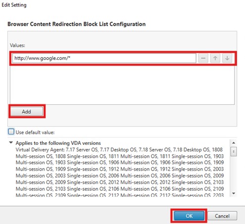 填充 URL，然后单击 Add