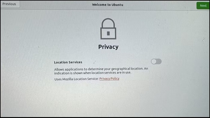 Параметры конфиденциальности Ubuntu