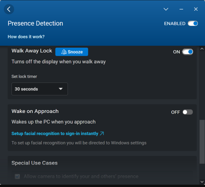 Presence Detection configuration screenshot