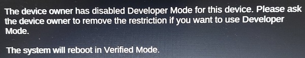 Message about disabled Developer Mode