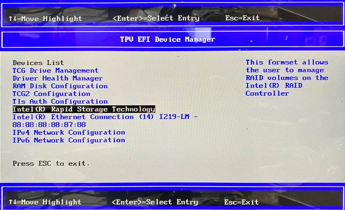 Device Configuration page of the BIOS