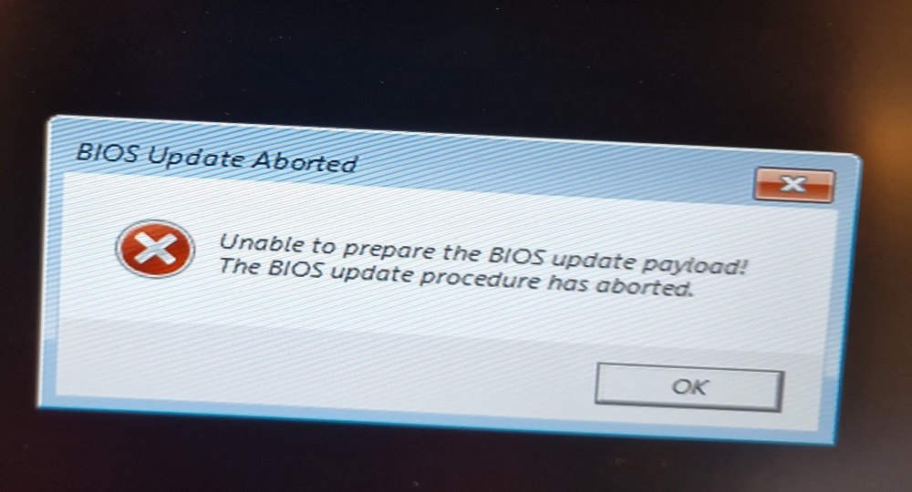 Message d’erreur d’abandon de la mise à jour du BIOS