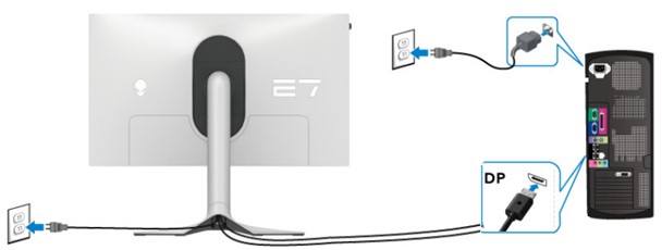 Diagram för DisplayPort-anslutning från skärm till dator