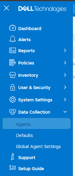 Zrzut ekranu menu DPA dla agentów