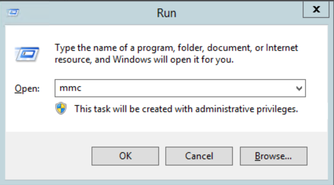 Schermata di Esegui applicazione - MMC