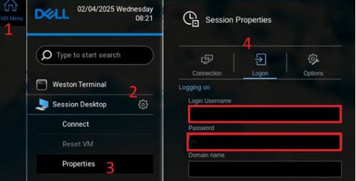 Click Logon and delete the content of the fields Login Username and Password