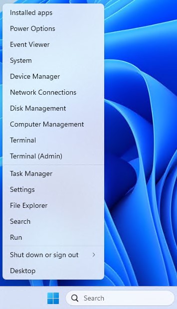 Menú de inicio de Windows