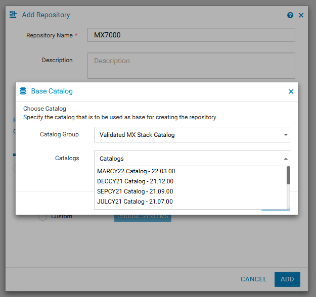 Dell Repository Manager에서 카탈로그 선택