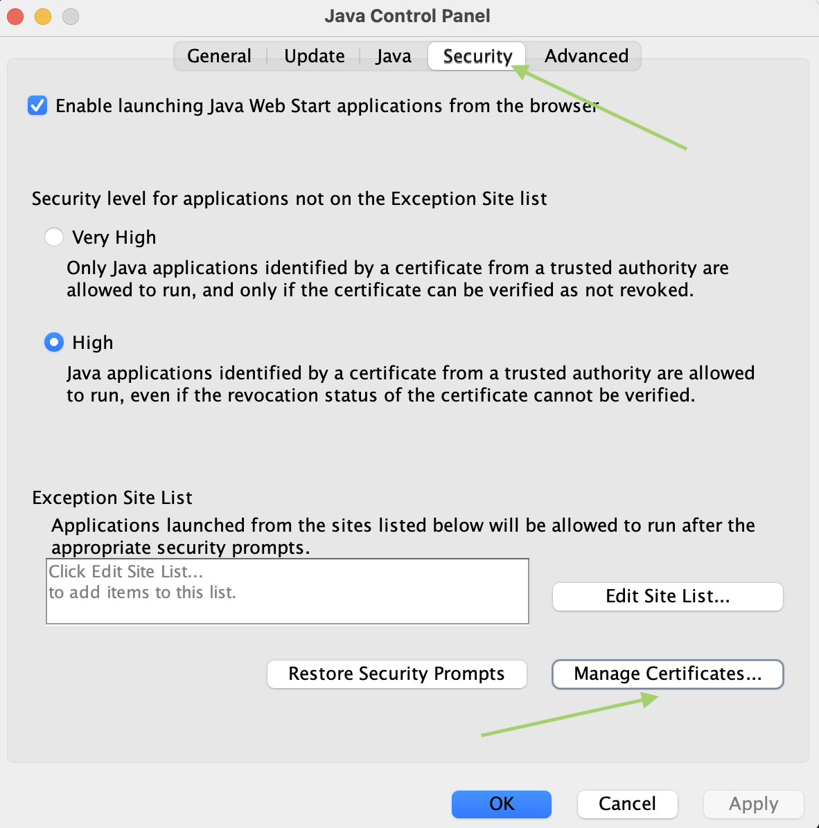 Java Control Panel