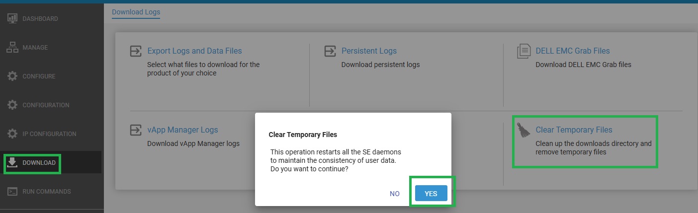  Dialogové okno Vymazat dočasné soubory