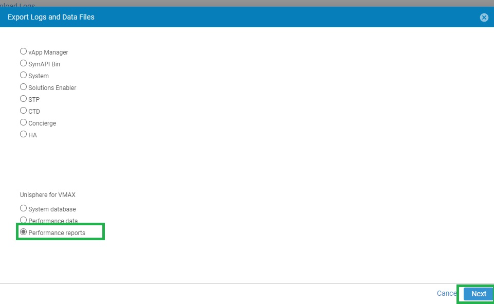 Skjermbildet Eksporter logger og datafiler