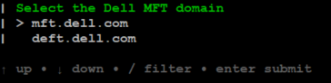 Screenshot of Select the Dell MFT domain