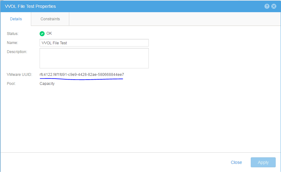 vVol File Test Properties
