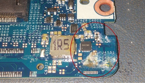 Motherboard Corrosion from Liquid Spill