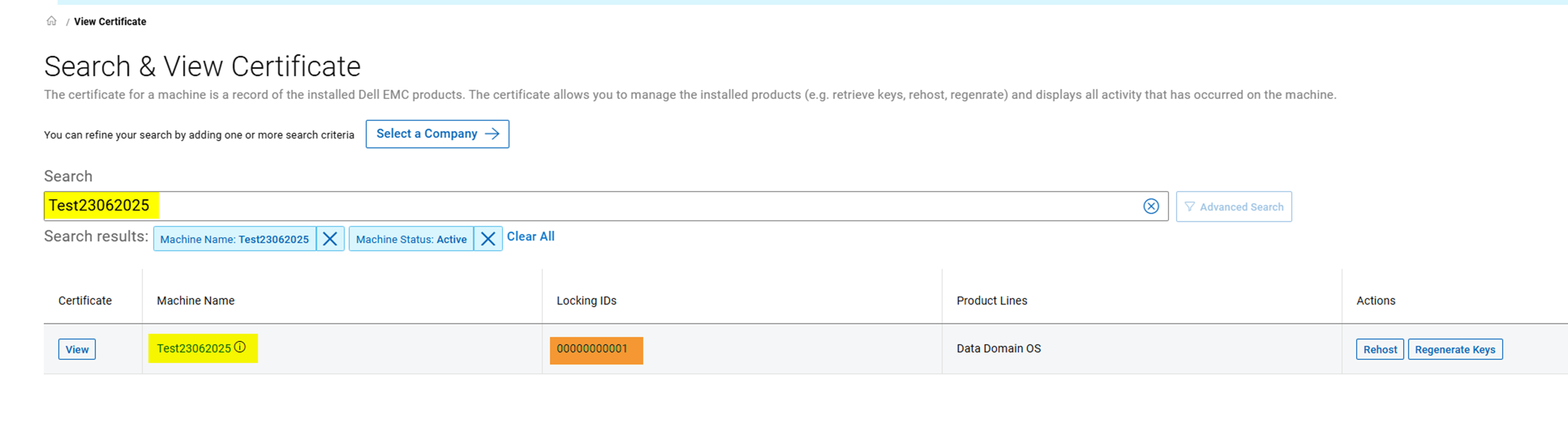 Search and View Certificate 