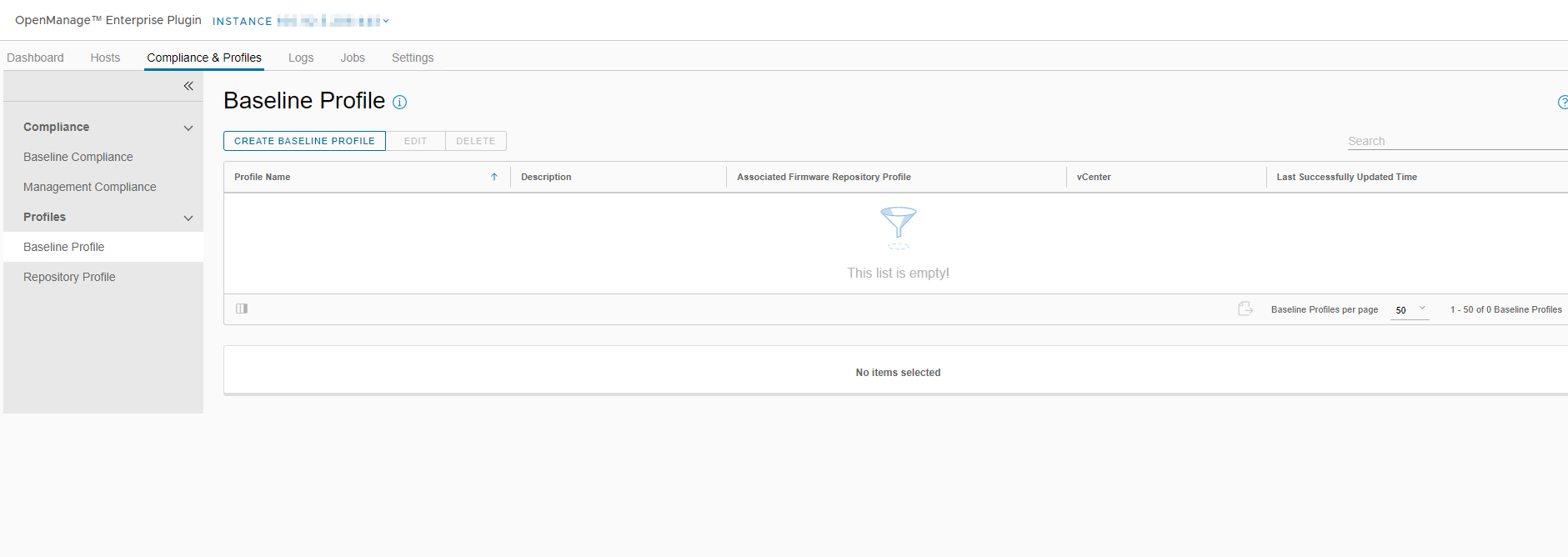 screenshot of path to create cluster profile in OMEVV