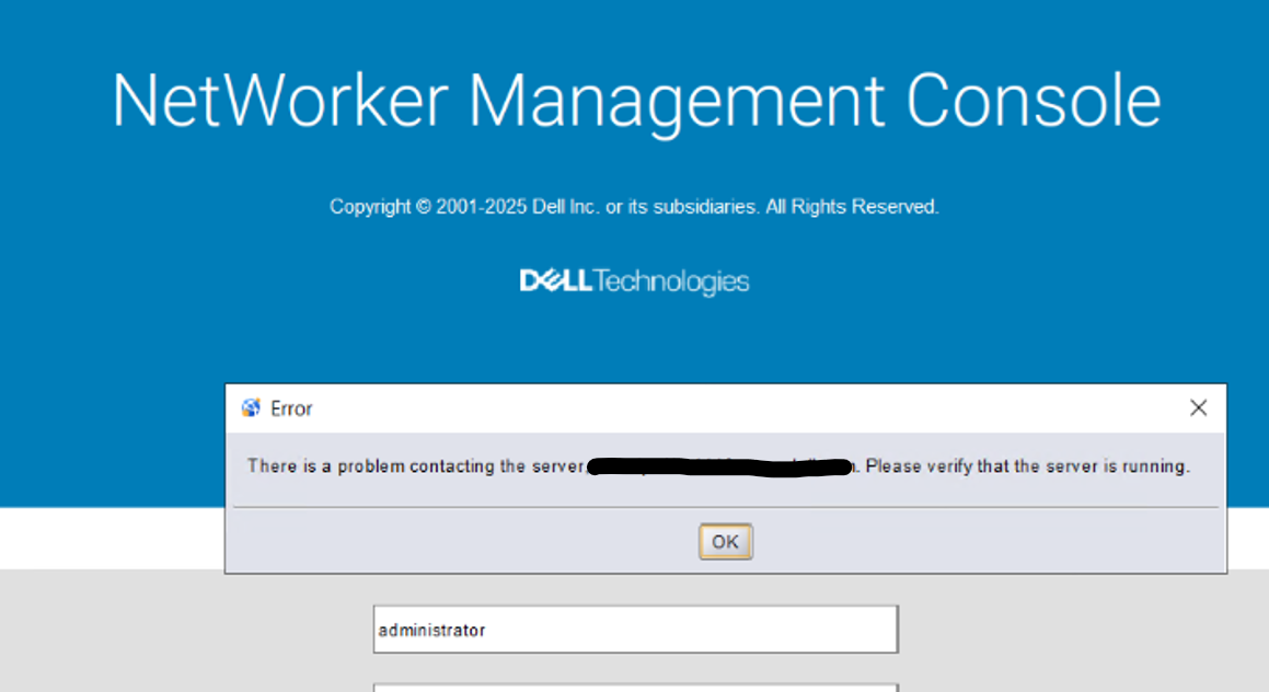 There is a problem contacting the server