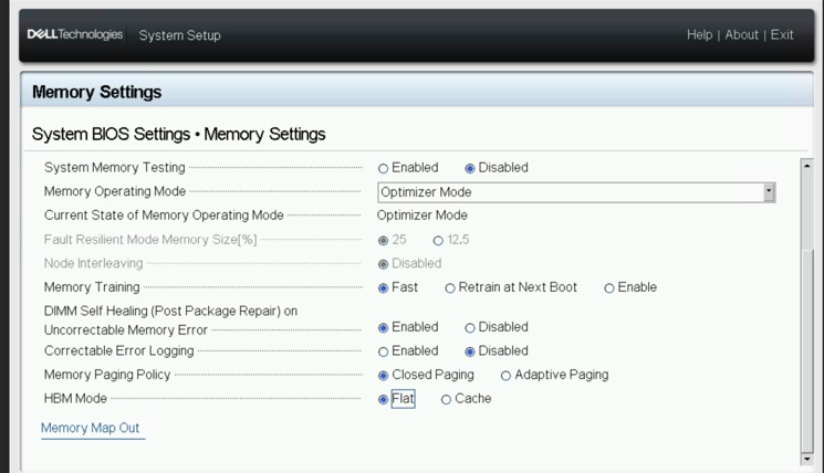 Dell PowerEdge BIOS 中的 HBM 模式