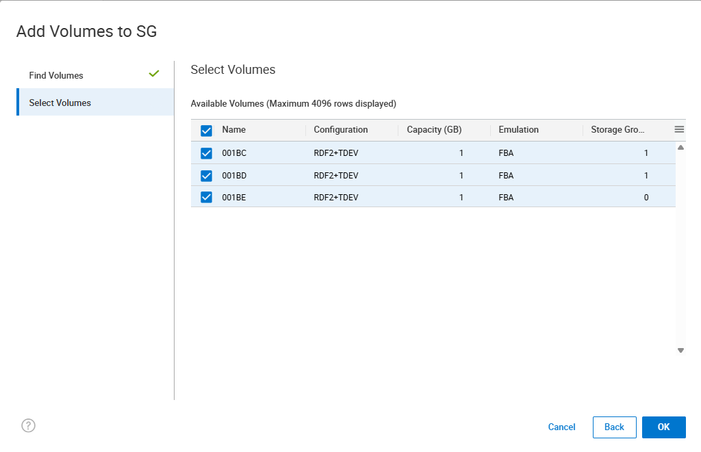 選取磁碟區，然後按一下「確定」