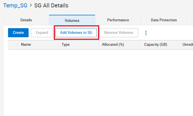 新增磁碟區至 SG