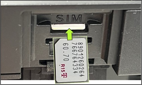 Příklad karty SIM se správnou orientací