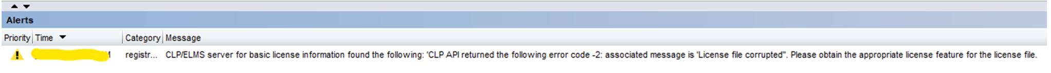 Licensing error observed in NMC