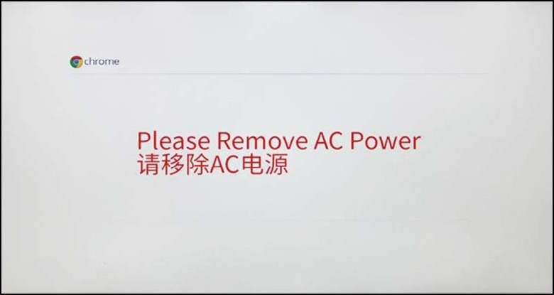Zpráva Please Remove AC Power v procesu spuštění nástroje RMA Shim v systému ChromeOS
