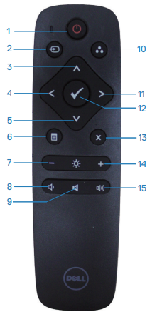 Dell D7523QT Uzaktan Kumanda tüm düğme işlevleri