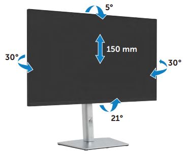 Funkcje pochylania, obracania i wysuwania pionowego dostępne w monitorze Dell P3223QE