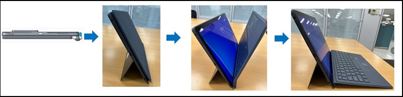 Teclado plegable de Latitude 7350 desmontable, que se puede conectar mientras la mesa está cerrada