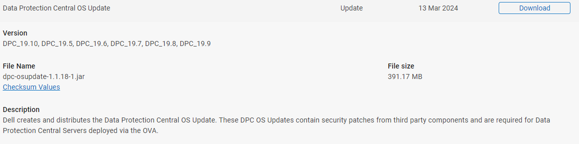 en son Data Protection Central İşletim Sistemi Güncellemesi