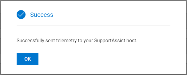 SupportAssist ana bilgisayarınıza başarıyla telemetri gönderildi.