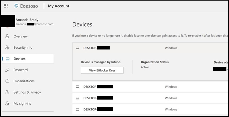 Moje konto Microsoft, urządzenia