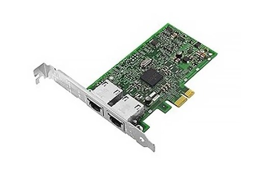 Billede af et netværkskort med RJ-45-porte (eksempel: Broadcom® 57414 10/25 GbE SFP28-adapter med to porte, PCIe i fuld højde)