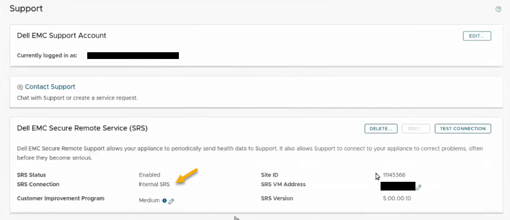 Screenshot of legacy connection status