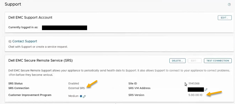 Screenshot of legacy connection status