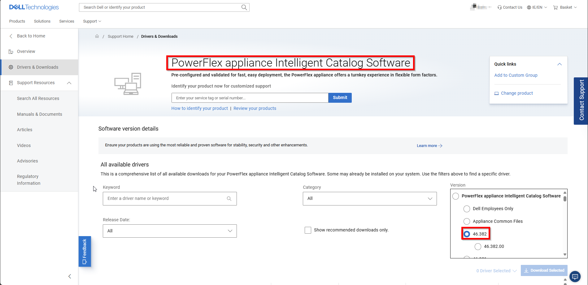 Pagina Drivers en downloads