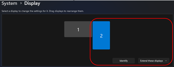 Přenosný monitor Dell Pro 14 Plus P1425 je vybrán s možností Rozšířit tyto displeje