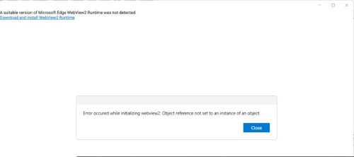 Meldinger som vises når du prøver å åpne SupportAssist uten at kjøretiden for WebView2 er installert