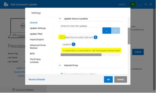 Dell Command | Update Settings
